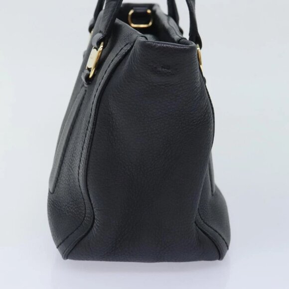 Salvatore Ferragamo Vala Hand Bag Leather Black Gold Auth bs18289 - Picture 5 of 16